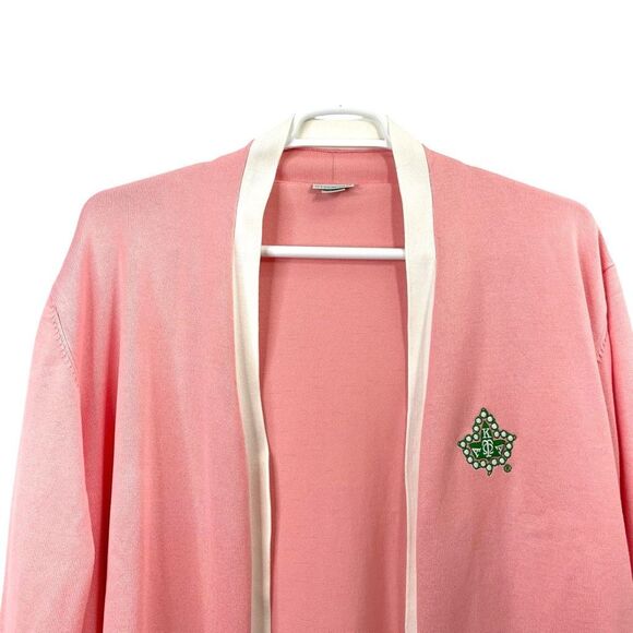 Ivy Storehouse AKA Alpha Kappa Alpha open front logo cardigan Size XXXXL pink wh - Picture 2 of 7
